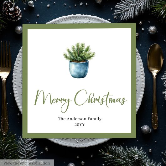 Aquarell-Boho-Weihnachtsbaum im rustikalen Stil Serviette
