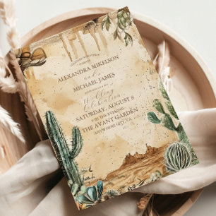 Aquarell Boho Western-Hochzeit Einladung