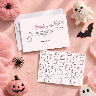 Aquarell Boo Pink Süße Babyparty  Dankeskarte