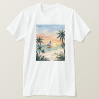 Aquarell Boracay Sonnenuntergang Strand Philippine T-Shirt