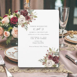 Aquarell-Bordeaux-Blumen-Hochzeitseinladung Einladung