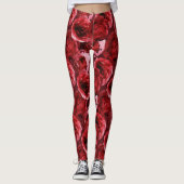 Aquarell-Bordeaux-Blumenmuster Leggings (Vorderseite)