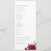 Aquarell-Bordeaux und Navy-Blau Florale Hochzeit Programm (Rückseite)