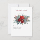 Aquarell-Bordeaux- und Rosa Rosen RSVP Karte (Vorderseite)