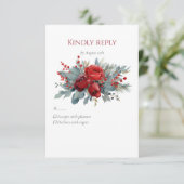 Aquarell-Bordeaux- und Rosa Rosen RSVP Karte (Stehend Vorderseite)