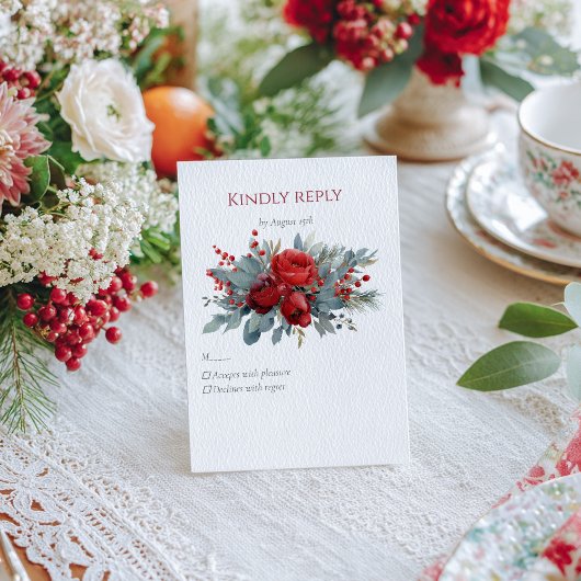 Aquarell-Bordeaux- und Rosa Rosen RSVP Karte