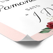 Aquarell bordeauxroter Blush-Pink Countdown-Schild Poster (Ecke)