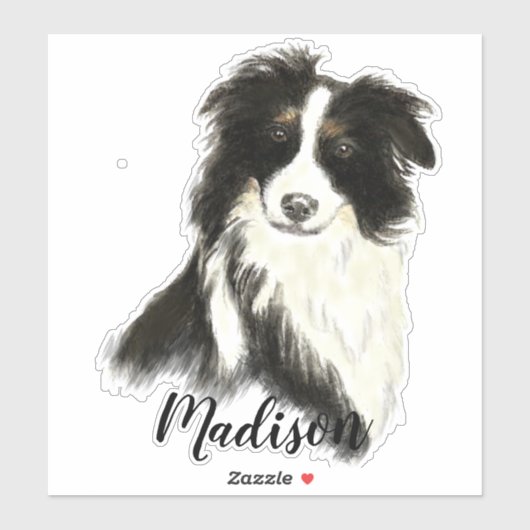 Aquarell Border Collie Hund Tier Art Aufkleber (Blatt)
