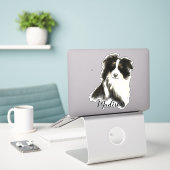 Aquarell Border Collie Hund Tier Art Aufkleber (Laptop auf Schreibtisch)