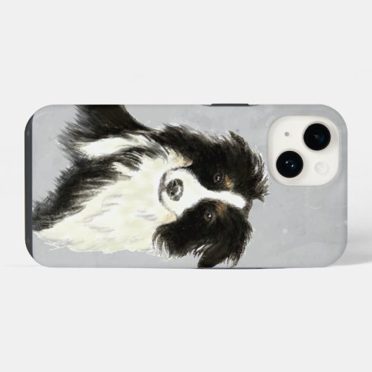 Aquarell Border Collie Hund Tier Art iPhone Hülle (Rückseite (Horizontal))