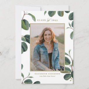 Aquarell-Botanik-Blätter Weiße Foto-Abschlussfeier Ankündigung