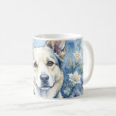Aquarell-Botanik-Blumen-Hundeporträt Kaffeetasse (VorderseiteRechts)