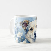 Aquarell-Botanik-Blumen-Hundeporträt Kaffeetasse (Vorderseite Links)