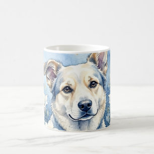 Aquarell-Botanik-Blumen-Hundeporträt Kaffeetasse