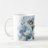 Aquarell-Botanik-Blumen-Hundeporträt Kaffeetasse (Links)