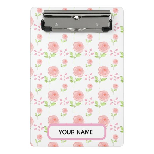 Aquarell-Botanik-Blumenmuster-Planer Mini Klemmbrett (Vorderseite)
