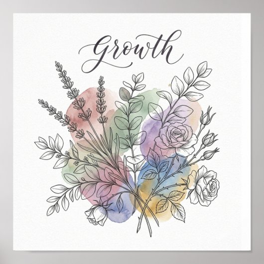 Aquarell-Botanik-Illustration Quadratisches Poster (Vorne)