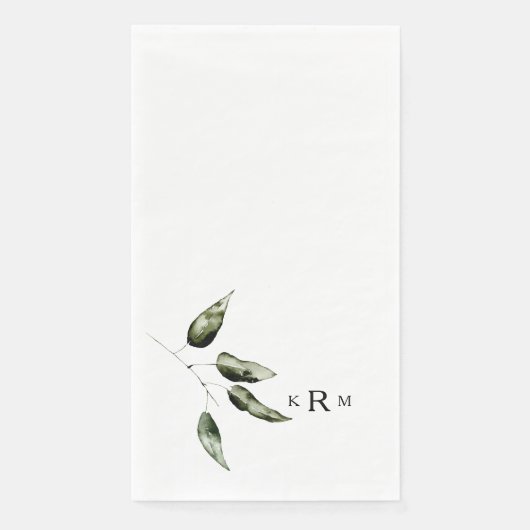 Aquarell-Botanik-Monogramm Serviette (Vorderseite)