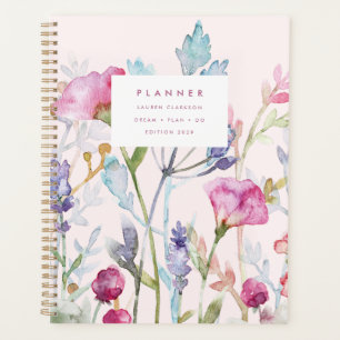 Aquarell-Botanik-Pastell-Blumen-Planer Planer