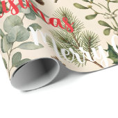 Aquarell-Botanik-Weihnachten Geschenkpapier (Rolleneckpunkt)