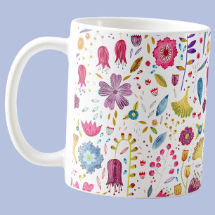 Aquarell-Botanik-Wildblumen-Heckenmalerei Kaffeetasse