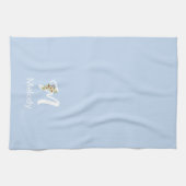 Aquarell botanisch beige Anfangsmonogramm blau Geschirrtuch (Horizontal)