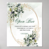 Aquarell Botanisch Open Bar Schild Salbei Grün (Vorne)