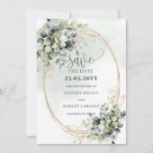 Aquarell Botanisch Staubgrün Save The Date (Vorderseite)