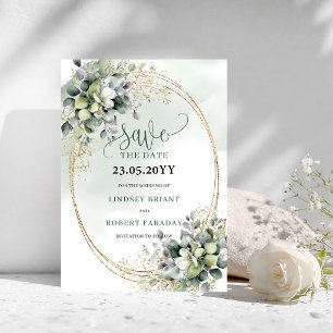 Aquarell Botanisch Staubgrün Save The Date