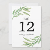 Aquarell-Botanische-Blumen-Hochzeit-Tischnummer Einladung (Vorderseite)