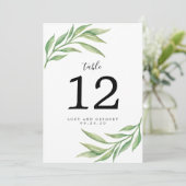 Aquarell-Botanische-Blumen-Hochzeit-Tischnummer Einladung (Stehend Vorderseite)