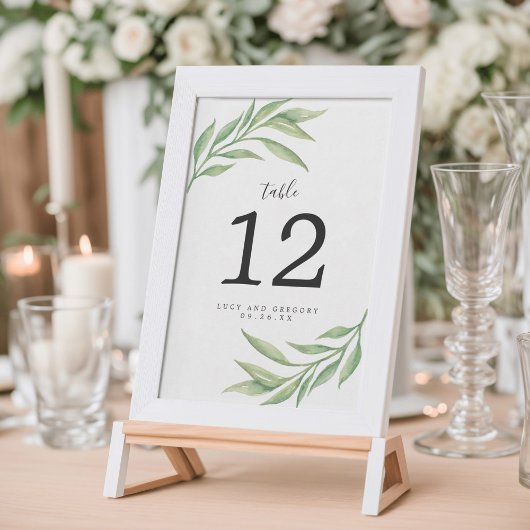 Aquarell-Botanische-Blumen-Hochzeit-Tischnummer Einladung
