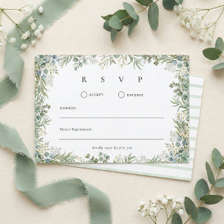 Aquarell Botanische Grünpflanzen Hochzeit RSVP Karte