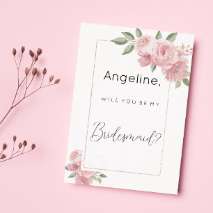 Aquarell botanische pastellrosa florale Brautjungf Einladung
