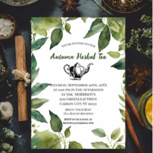 Aquarell Botanische Vintage-Teeparty Einladung