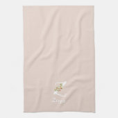 Aquarell botanisches beiges Anfangsmonogramm Geschirrtuch (Vertikal)