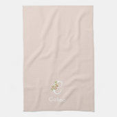 Aquarell botanisches beiges Anfangsmonogramm Geschirrtuch (Vertikal)