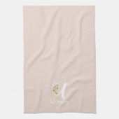 Aquarell botanisches beiges Anfangsmonogramm Geschirrtuch (Vertikal)
