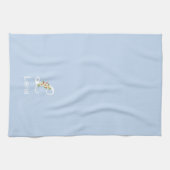 Aquarell botanisches beiges Initial-Monogramm blau Geschirrtuch (Horizontal)
