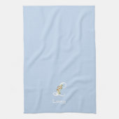 Aquarell botanisches beiges Initial-Monogramm blau Geschirrtuch (Vertikal)