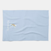 Aquarell botanisches beiges Initial-Monogramm blau Geschirrtuch (Horizontal)