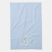 Aquarell botanisches beiges Initial-Monogramm blau Geschirrtuch (Vertikal)