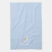 Aquarell botanisches beiges Initial-Monogramm blau Geschirrtuch (Vertikal)