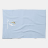 Aquarell botanisches beiges Initial-Monogramm blau Geschirrtuch (Horizontal)