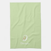 Aquarell botanisches beiges initiales Monogramm gr Geschirrtuch (Vertikal)