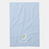 Aquarell botanisches beiges Initialmonogramm Geschirrtuch (Vertikal)