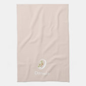 Aquarell botanisches beiges Initialmonogramm Geschirrtuch (Vertikal)