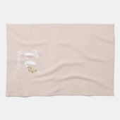 Aquarell botanisches beiges Initialmonogramm Geschirrtuch (Horizontal)