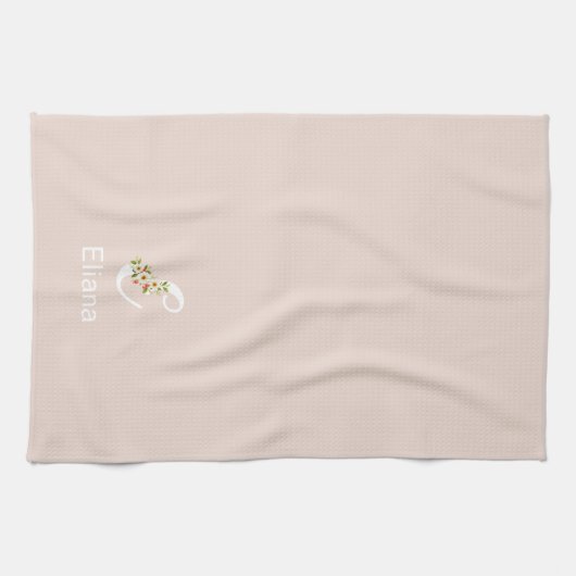 Aquarell botanisches beiges Initialmonogramm Geschirrtuch (Horizontal)
