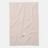 Aquarell botanisches beiges Initialmonogramm Geschirrtuch (Vertikal)